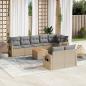 Preview: ARDEBO.de - 9-tlg. Garten-Sofagarnitur mit Kissen Beige Poly Rattan