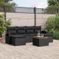 Preview: ARDEBO.de - 7-tlg. Garten-Sofagarnitur mit Kissen Schwarz Poly Rattan