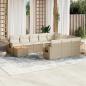 Preview: ARDEBO.de - 11-tlg. Garten-Sofagarnitur mit Kissen Beige Poly Rattan