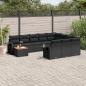 Preview: ARDEBO.de - 11-tlg. Garten-Sofagarnitur mit Kissen Schwarz Poly Rattan