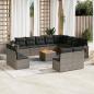 Preview: ARDEBO.de - 13-tlg. Garten-Sofagarnitur mit Kissen Grau Poly Rattan