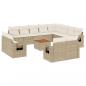 Preview: 13-tlg. Garten-Sofagarnitur mit Kissen Beige Poly Rattan