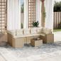 Preview: ARDEBO.de - 8-tlg. Garten-Sofagarnitur mit Kissen Beige Poly Rattan