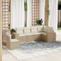 Preview: ARDEBO.de - 6-tlg. Garten-Sofagarnitur mit Kissen Beige Poly Rattan