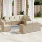 Preview: ARDEBO.de - 8-tlg. Garten-Sofagarnitur mit Kissen Beige Poly Rattan