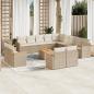 Preview: ARDEBO.de - 14-tlg. Garten-Sofagarnitur mit Kissen Beige Poly Rattan