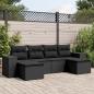 Preview: ARDEBO.de - 6-tlg. Garten-Sofagarnitur mit Kissen Schwarz Poly Rattan