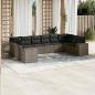 Preview: ARDEBO.de - 10-tlg. Garten-Sofagarnitur mit Kissen Grau Poly Rattan