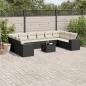 Preview: ARDEBO.de - 11-tlg. Garten-Sofagarnitur mit Kissen Schwarz Poly Rattan