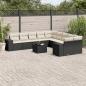 Preview: ARDEBO.de - 11-tlg. Garten-Sofagarnitur mit Kissen Schwarz Poly Rattan