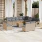 Preview: ARDEBO.de - 14-tlg. Garten-Sofagarnitur mit Kissen Beige Poly Rattan