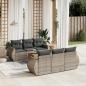 Preview: ARDEBO.de - 7-tlg. Garten-Sofagarnitur mit Kissen Grau Poly Rattan