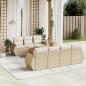 Preview: ARDEBO.de - 8-tlg. Garten-Sofagarnitur mit Kissen Beige Poly Rattan