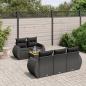 Preview: ARDEBO.de - 6-tlg. Garten-Sofagarnitur mit Kissen Schwarz Poly Rattan