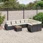 Preview: ARDEBO.de - 9-tlg. Garten-Sofagarnitur mit Kissen Schwarz Poly Rattan