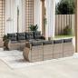 Preview: ARDEBO.de - 9-tlg. Garten-Sofagarnitur mit Kissen Grau Poly Rattan