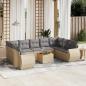 Preview: ARDEBO.de - 10-tlg. Garten-Sofagarnitur mit Kissen Beige Poly Rattan