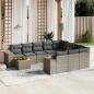 Preview: ARDEBO.de - 11-tlg. Garten-Sofagarnitur mit Kissen Grau Poly Rattan