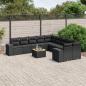 Preview: ARDEBO.de - 11-tlg. Garten-Sofagarnitur mit Kissen Schwarz Poly Rattan