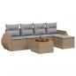 Preview: 6-tlg. Garten-Sofagarnitur mit Kissen Beige Poly Rattan