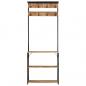 Preview: Garderobe mit Schuhablage 68x30x182cm Raues Massivholz Mango