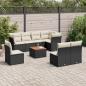 Preview: ARDEBO.de - 9-tlg. Garten-Sofagarnitur mit Kissen Schwarz Poly Rattan