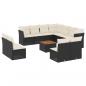 Preview: 12-tlg. Garten-Sofagarnitur mit Kissen Schwarz Poly Rattan