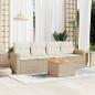 Preview: ARDEBO.de - 5-tlg. Garten-Sofagarnitur mit Kissen Beige Poly Rattan