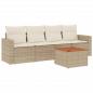 Preview: 5-tlg. Garten-Sofagarnitur mit Kissen Beige Poly Rattan