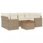 Preview: 7-tlg. Garten-Sofagarnitur mit Kissen Beige Poly Rattan