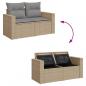 Preview: 7-tlg. Garten-Sofagarnitur mit Kissen Beige Poly Rattan