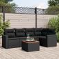 Preview: ARDEBO.de - 6-tlg. Garten-Sofagarnitur mit Kissen Schwarz Poly Rattan