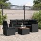 Preview: ARDEBO.de - 6-tlg. Garten-Sofagarnitur mit Kissen Schwarz Poly Rattan