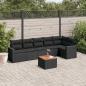 Preview: ARDEBO.de - 7-tlg. Garten-Sofagarnitur mit Kissen Schwarz Poly Rattan