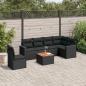 Preview: ARDEBO.de - 7-tlg. Garten-Sofagarnitur mit Kissen Schwarz Poly Rattan