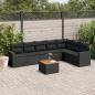 Preview: ARDEBO.de - 8-tlg. Garten-Sofagarnitur mit Kissen Schwarz Poly Rattan