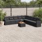 Preview: ARDEBO.de - 10-tlg. Garten-Sofagarnitur mit Kissen Schwarz Poly Rattan