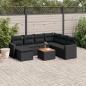 Preview: ARDEBO.de - 8-tlg. Garten-Sofagarnitur mit Kissen Schwarz Poly Rattan