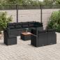 Preview: ARDEBO.de - 9-tlg. Garten-Sofagarnitur mit Kissen Schwarz Poly Rattan