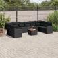 Preview: ARDEBO.de - 11-tlg. Garten-Sofagarnitur mit Kissen Schwarz Poly Rattan