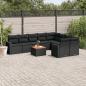 Preview: ARDEBO.de - 10-tlg. Garten-Sofagarnitur mit Kissen Schwarz Poly Rattan