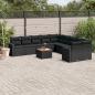 Preview: ARDEBO.de - 11-tlg. Garten-Sofagarnitur mit Kissen Schwarz Poly Rattan