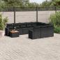 Preview: ARDEBO.de - 11-tlg. Garten-Sofagarnitur mit Kissen Schwarz Poly Rattan