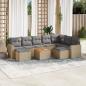 Preview: ARDEBO.de - 10-tlg. Garten-Sofagarnitur mit Kissen Beige Poly Rattan