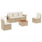 Preview: 6-tlg. Garten-Sofagarnitur mit Kissen Beige Poly Rattan