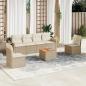 Preview: ARDEBO.de - 7-tlg. Garten-Sofagarnitur mit Kissen Beige Poly Rattan