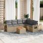 Preview: ARDEBO.de - 7-tlg. Garten-Sofagarnitur mit Kissen Beige Poly Rattan