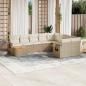 Preview: ARDEBO.de - 10-tlg. Garten-Sofagarnitur mit Kissen Beige Poly Rattan