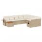 Preview: 10-tlg. Garten-Sofagarnitur mit Kissen Beige Poly Rattan