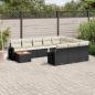 Preview: ARDEBO.de - 11-tlg. Garten-Sofagarnitur mit Kissen Schwarz Poly Rattan